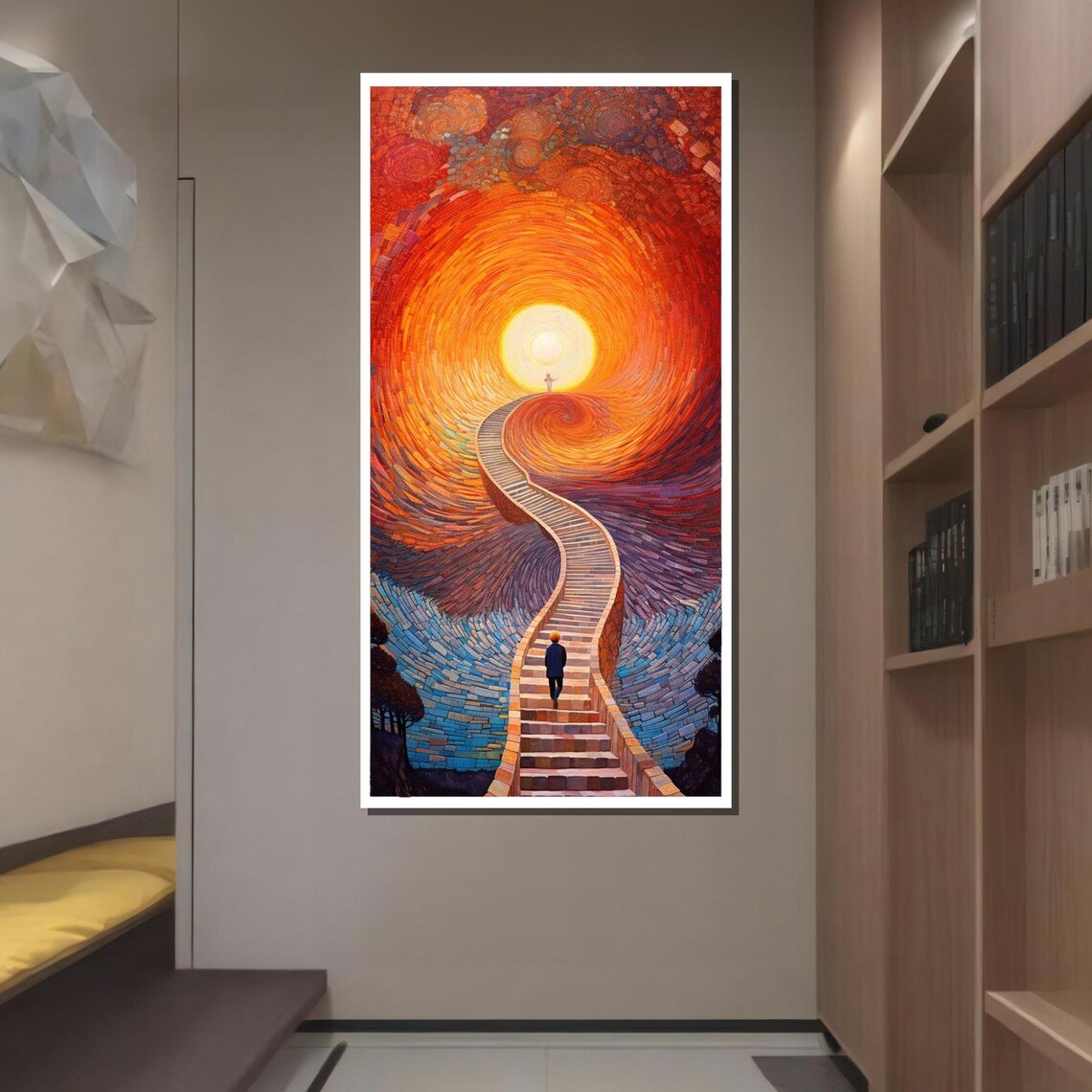 Stairway To The Sun Surreal Dreamscape Mosaic Sky Wall Art Poster - Image 2