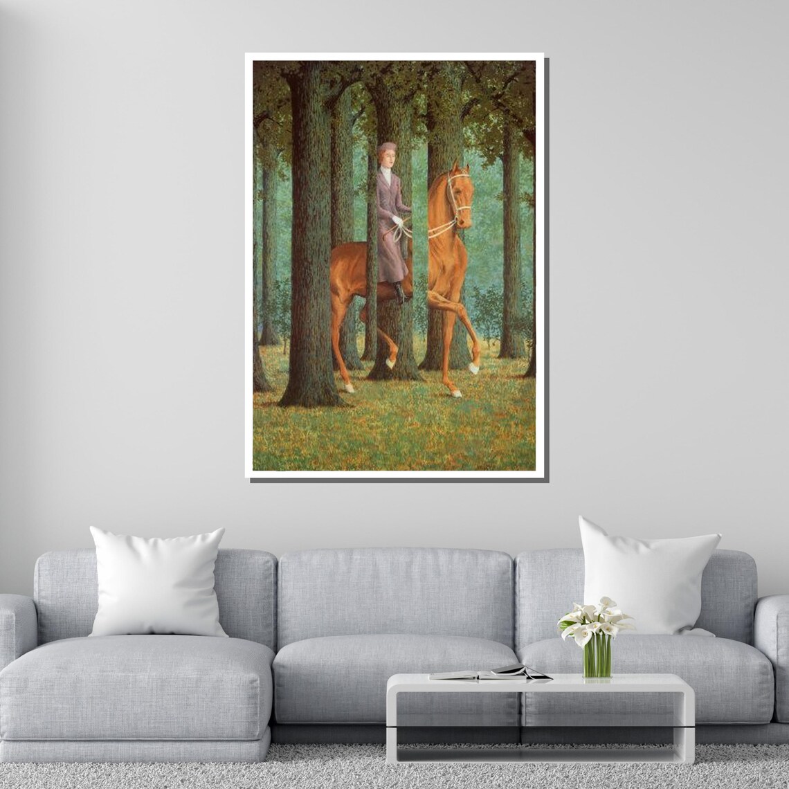 Surreal Horseman Magritte Inspired Art Abstract Forest Wall Print Dreamlike Art Piece Ready To Hang Decor - Image 2
