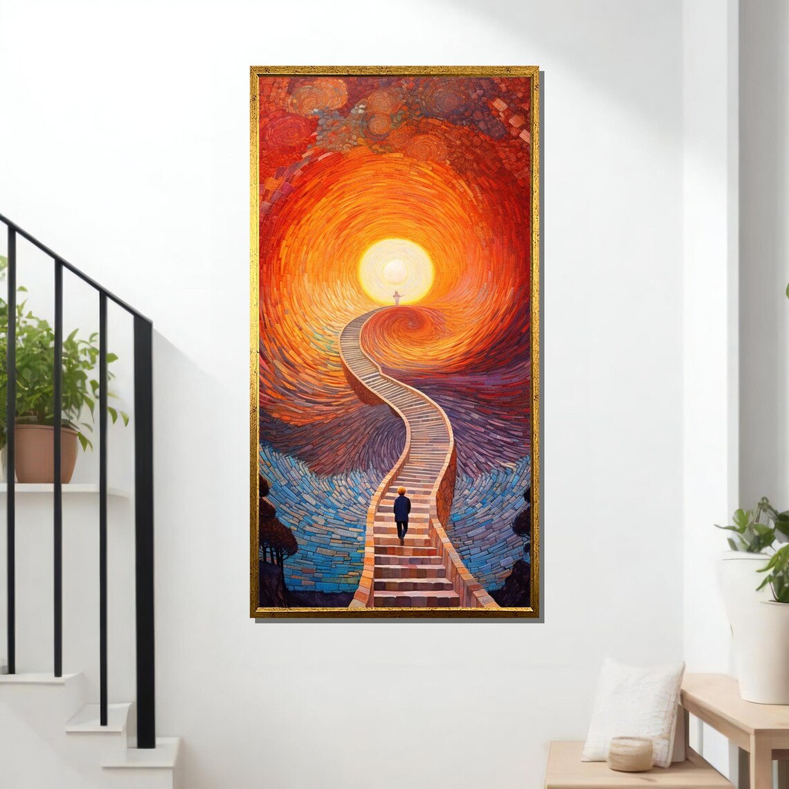 Stairway To The Sun Surreal Dreamscape Mosaic Sky Wall Art Poster