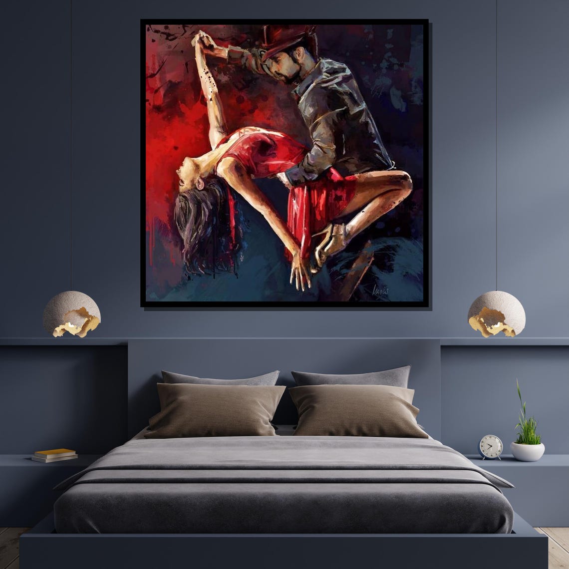 Passionate Couple Dance Red Dress Dip Romantic Tango Style Art Poster - Image 4