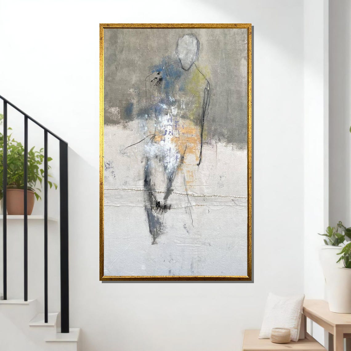 Abstract Standing Figure Sketch Minimalist Modern Neutral Art Poster