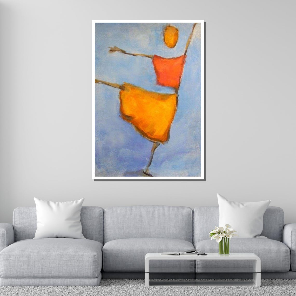 Joyful Abstract Dancer Vibrant Wall Art Minimalist Print Modern Home Decor Ready To Hang Art - Image 2