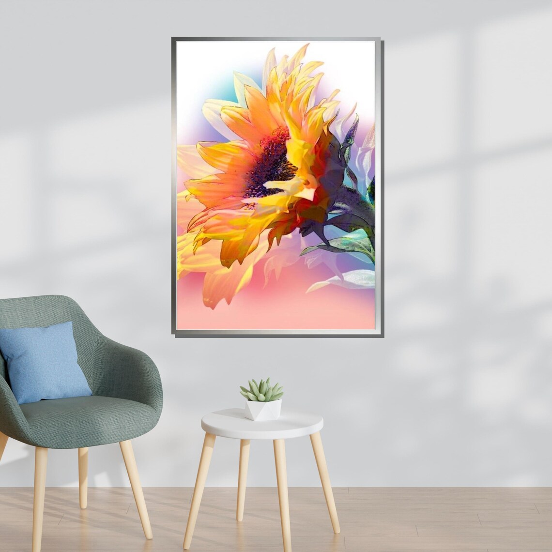 Vibrant Sunflower Art Print, Modern Floral Decor - Image 3