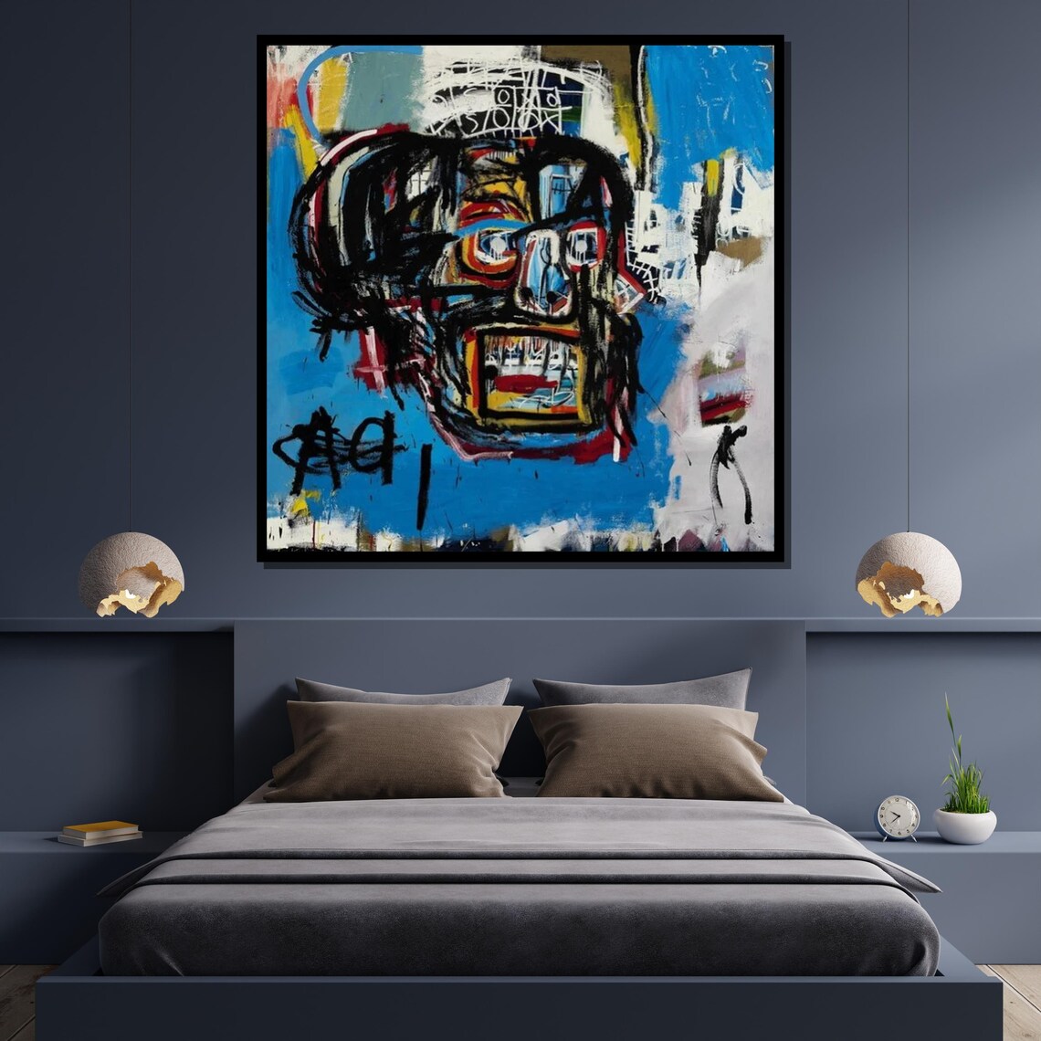 Jean Michel Basquiat Skull Blue Abstract Expressionist Urban Art Poster - Image 4