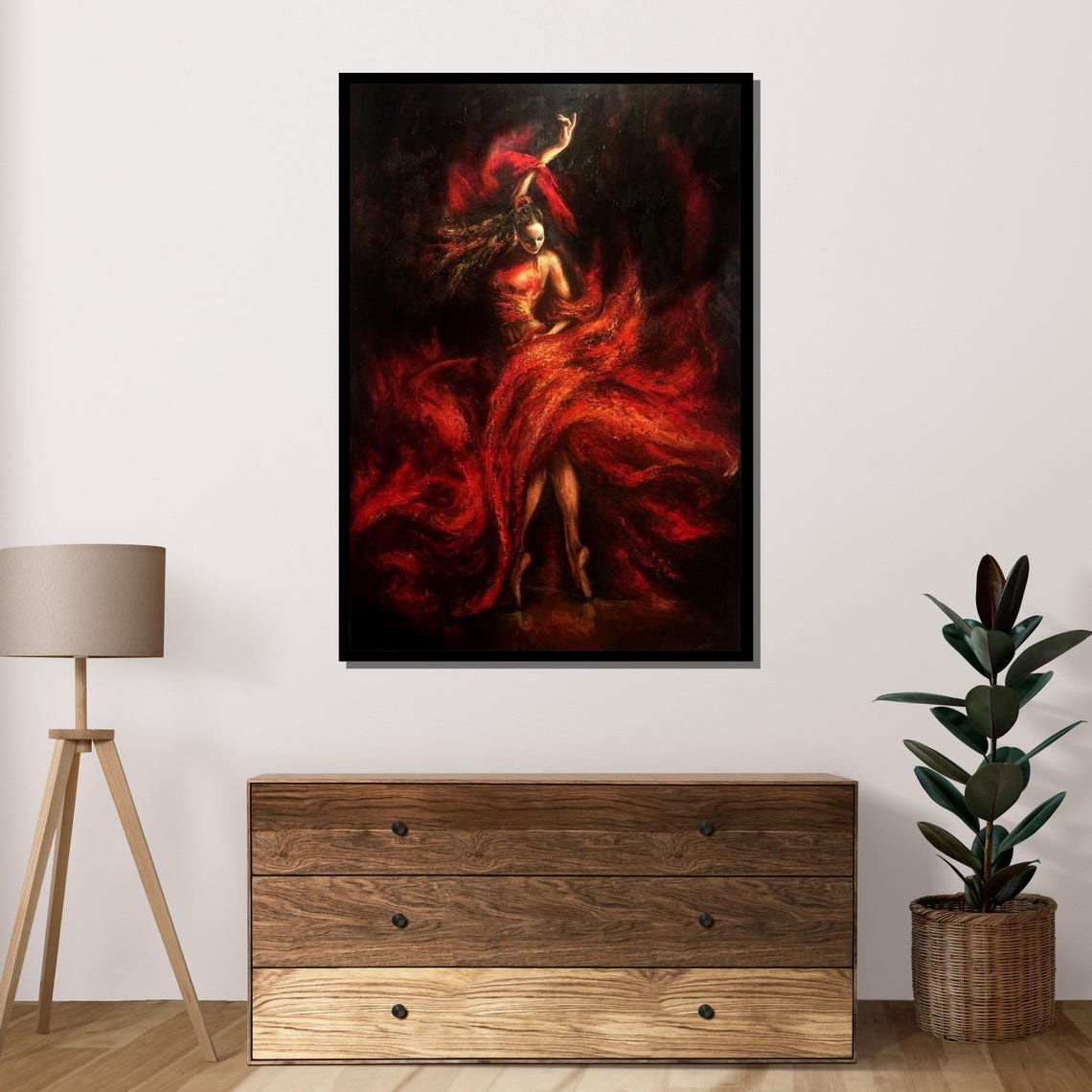 Fiery Flamenco Dancer Passionate Dance Wall Art Red Dress Movement Decor Expressive Home Design Ready To Hang - Image 4