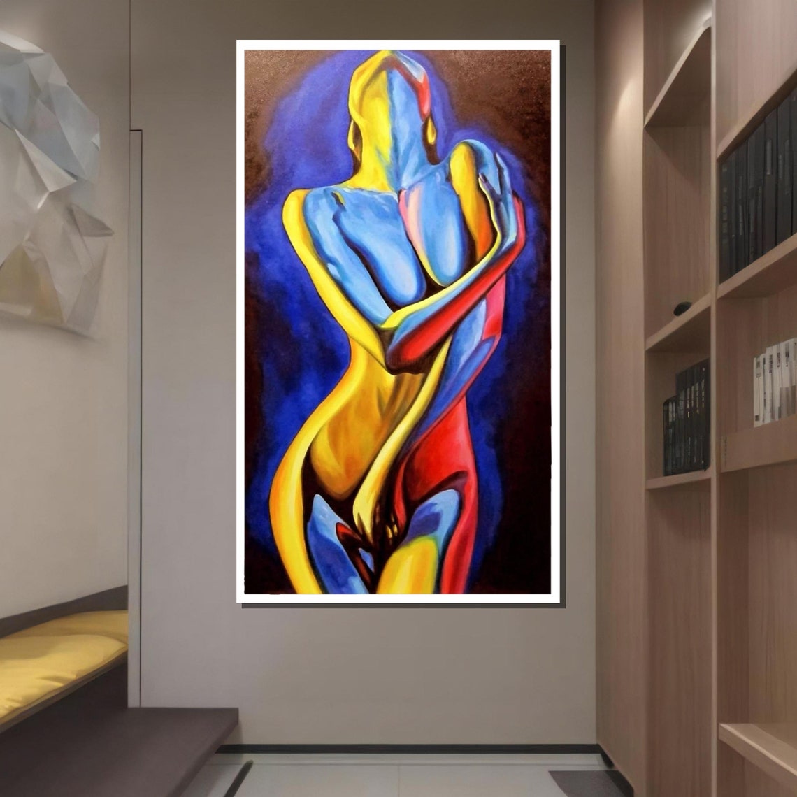 Colorful Nude Woman Abstract Figure Red Blue Yellow Modern Art Poster - Image 2