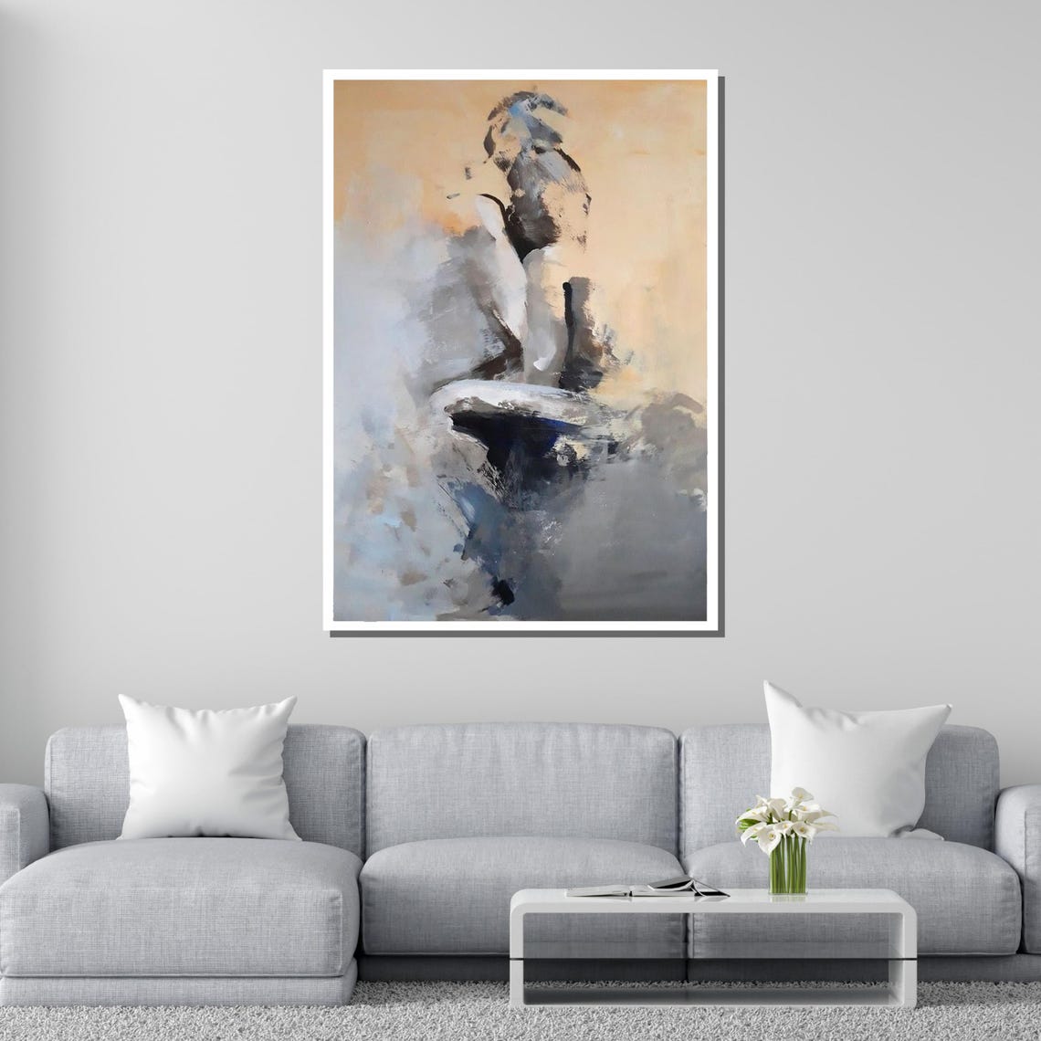 Abstract Nude Minimalist Female Form Art Modern Wall Decor Subtle Tones Ready To Hang - Image 2