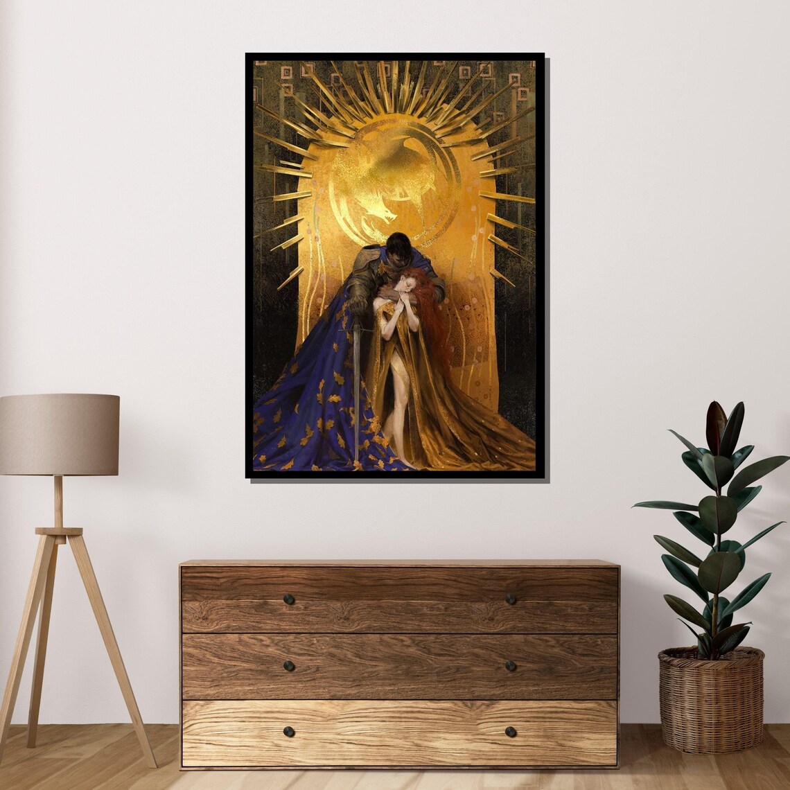 Knight And Maiden Golden Medieval Romance Fantasy Art Wall Poster - Image 4