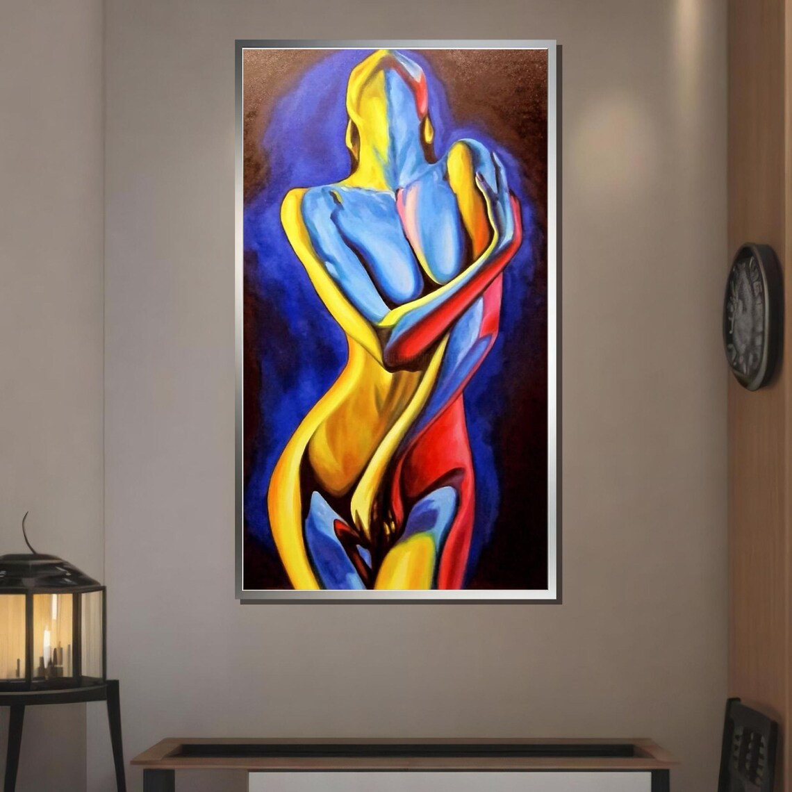 Colorful Nude Woman Abstract Figure Red Blue Yellow Modern Art Poster - Image 3