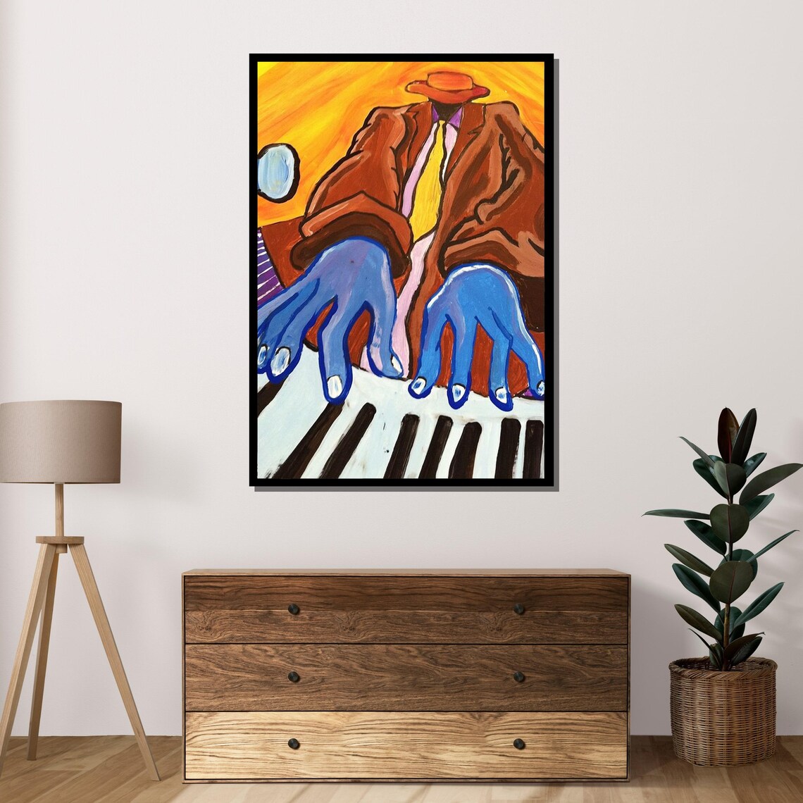Blue Hands Jazz Pianist Abstract Musician Vibrant Colorful Art Poster - Image 4