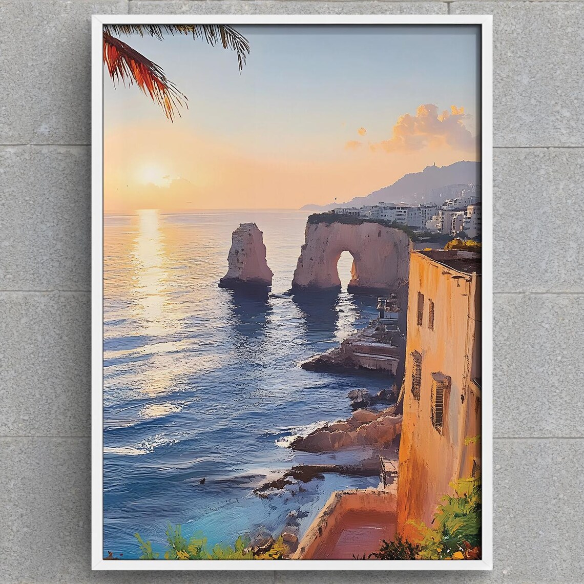 Beirut Lebanon Coast Travel Poster, Mediterranean Sea