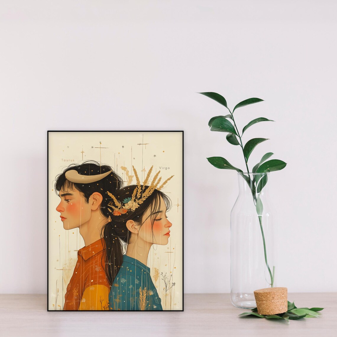 Taurus and Virgo Zodiac, Minimalist Astrology Gift - Image 3