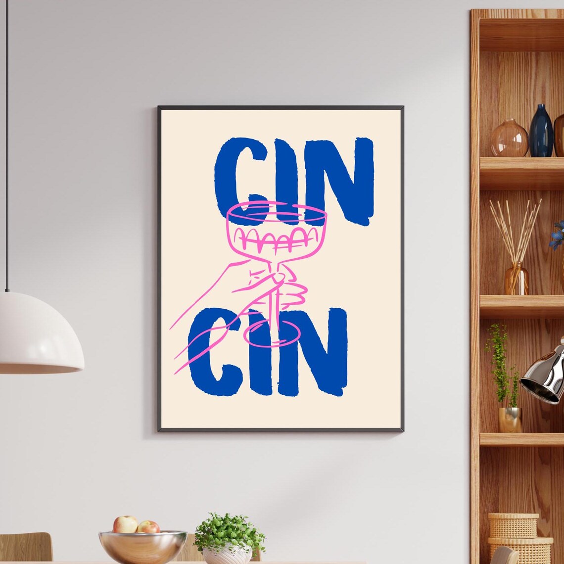 Cin Cin Poster, Italian Cocktail Bar Art
