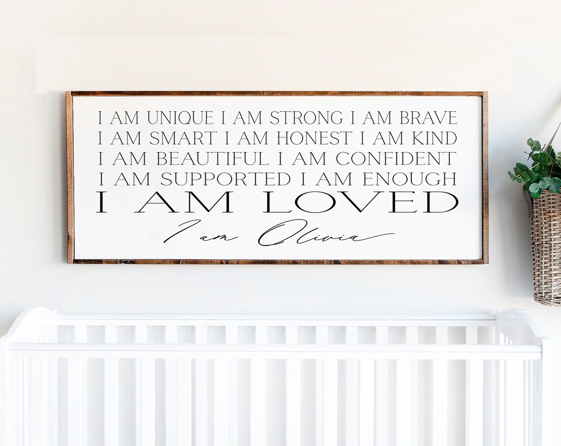 I Am Loved Olivia Personalized Kids Affirmations Nursery Wall Poster