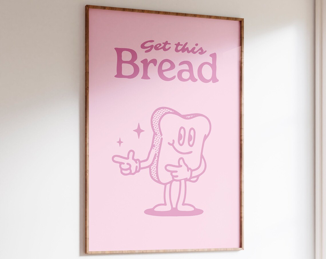 Bread Retro Character Positive Quote Art Print