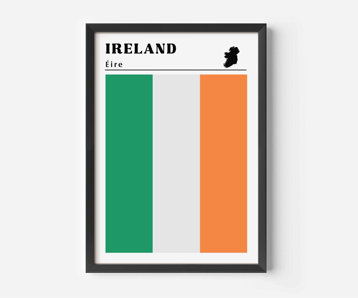 Ireland Flag Poster, Ireland Travel Art Print