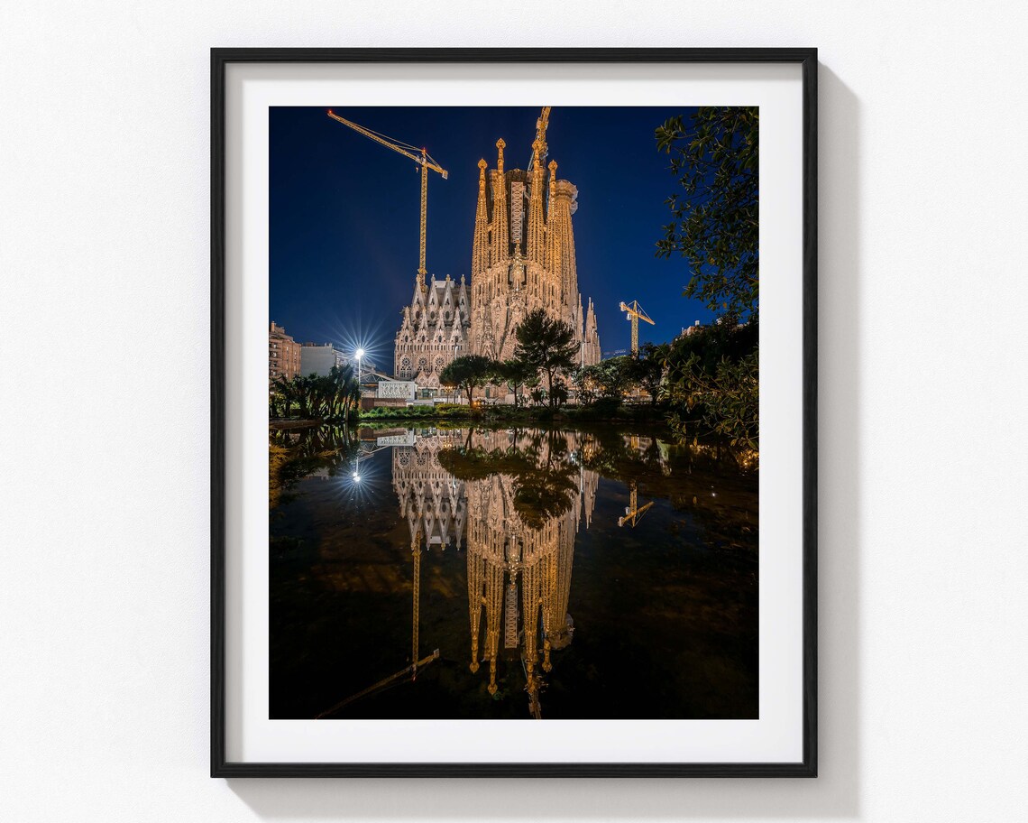 Sagrada Familia Barcelona Night Travel Poster