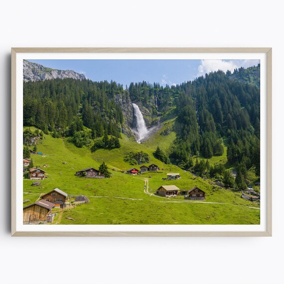 Switzerland Print Klausen Pass Staubifall Stauber Waterfall Swiss Alps Mountain Wall Art Travel Poster Travel Gift Schachen Valley