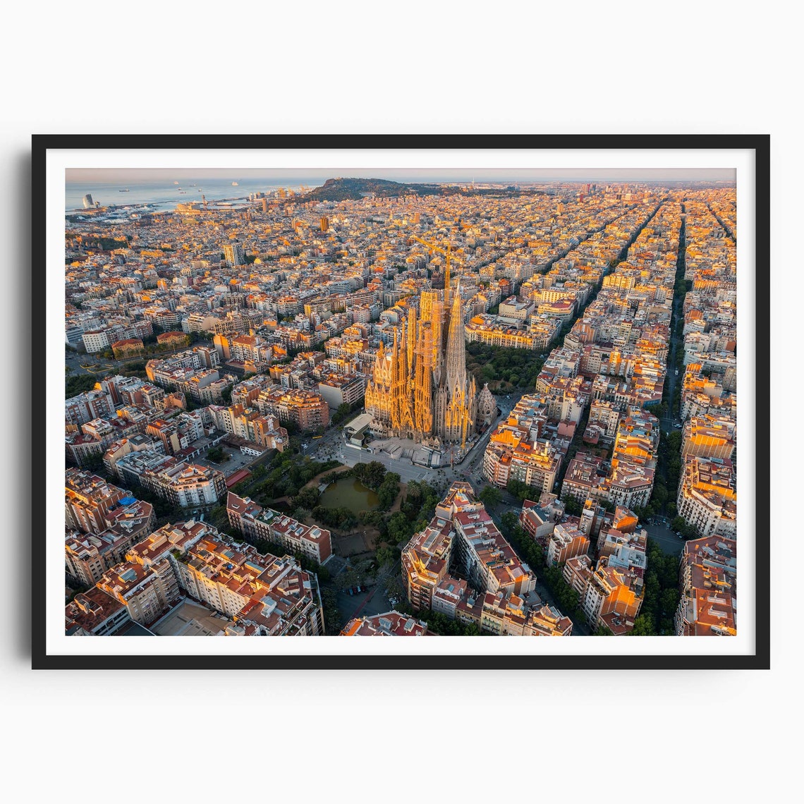 Barcelona Print City Sunrise Poster Barcelona Wall Art Barcelona Poster Barcelona Photo Barcelona Decor Catalonia Spain Aerial Photo
