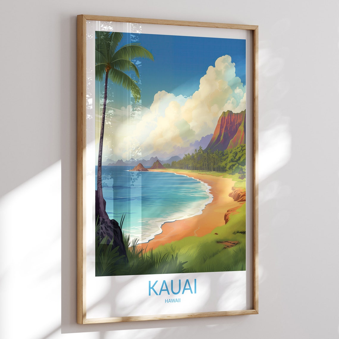 Kauai Hawaii Palm Lagoon Golden Sand Serene Lagoon Travel Poster