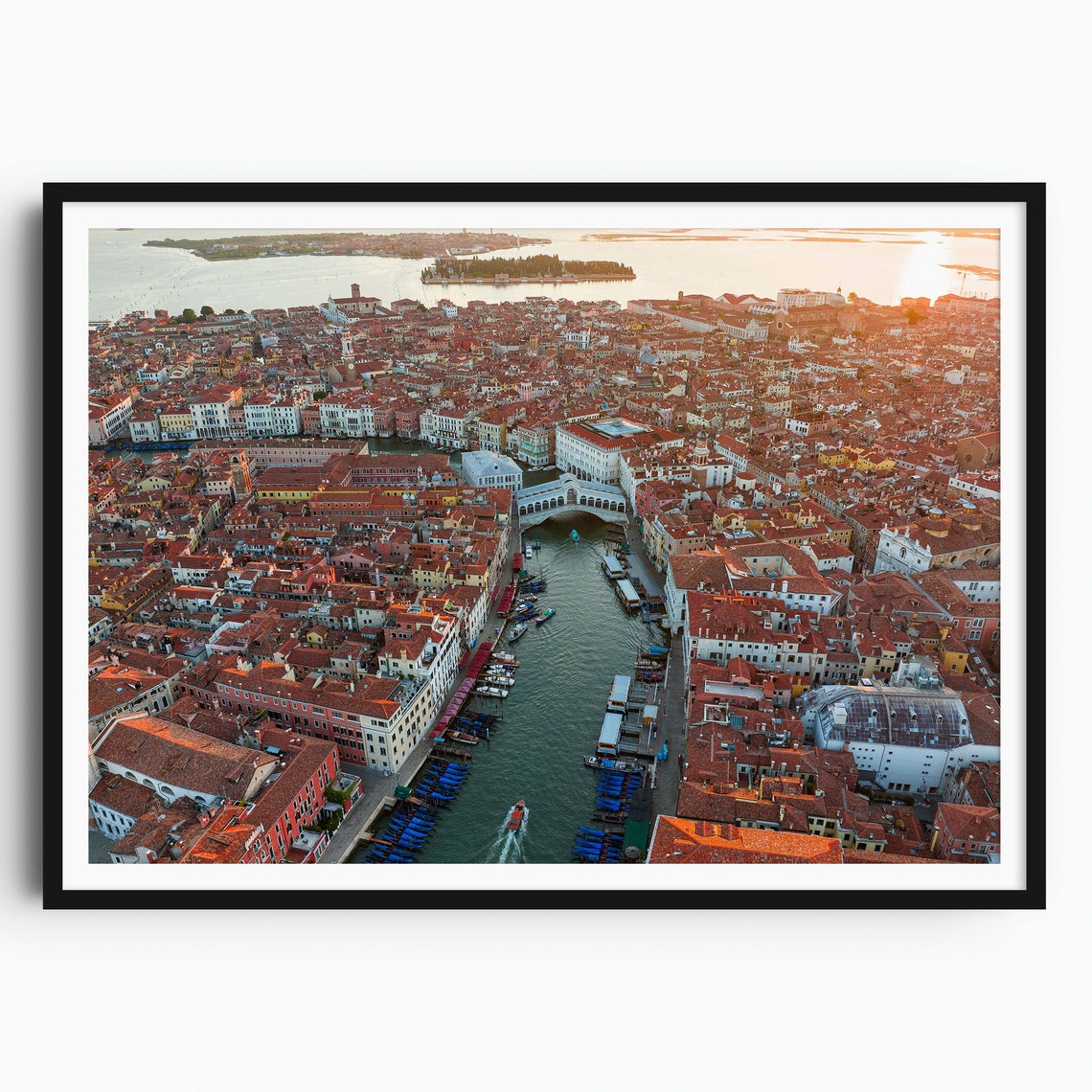 Venice Print Sunrise At Rialto Bridge Italy Wall Art Grand Canal Golden Hour Photo Travel Print Travel Poster Aerial Photography