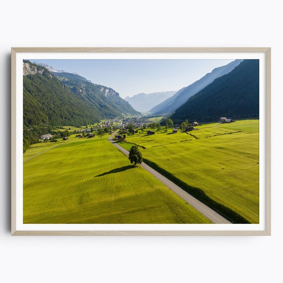Switzerland Art Print Mountain Wall Art Swiss Alps Poster Glarus Road Linthal Travel Poster Travel Gift Housewarming Gift