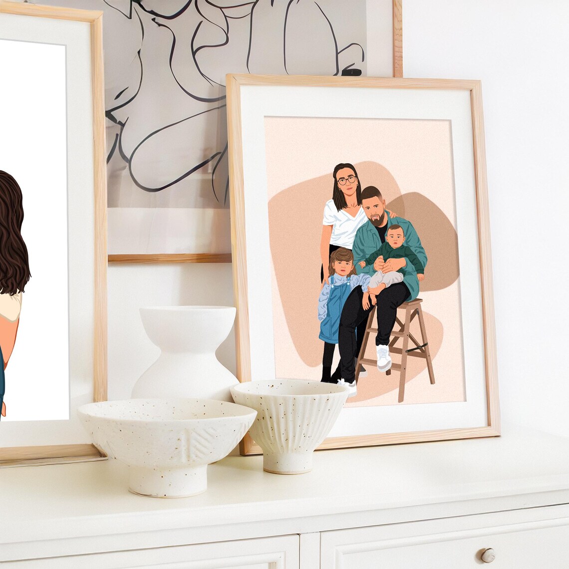 Personalized Memorial Family Portrait, Faceless Art - Image 3