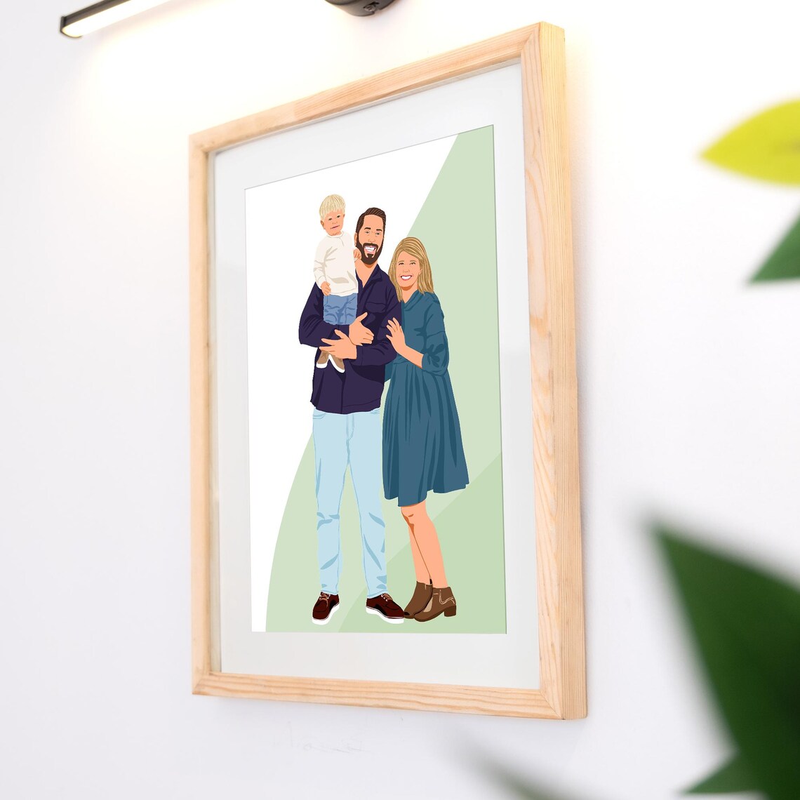 Custom Couple with Baby Faceless Family Portrait Illustration Poster - Image 3