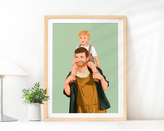 Custom Family Portrait Illustration, Fathers Day Gift