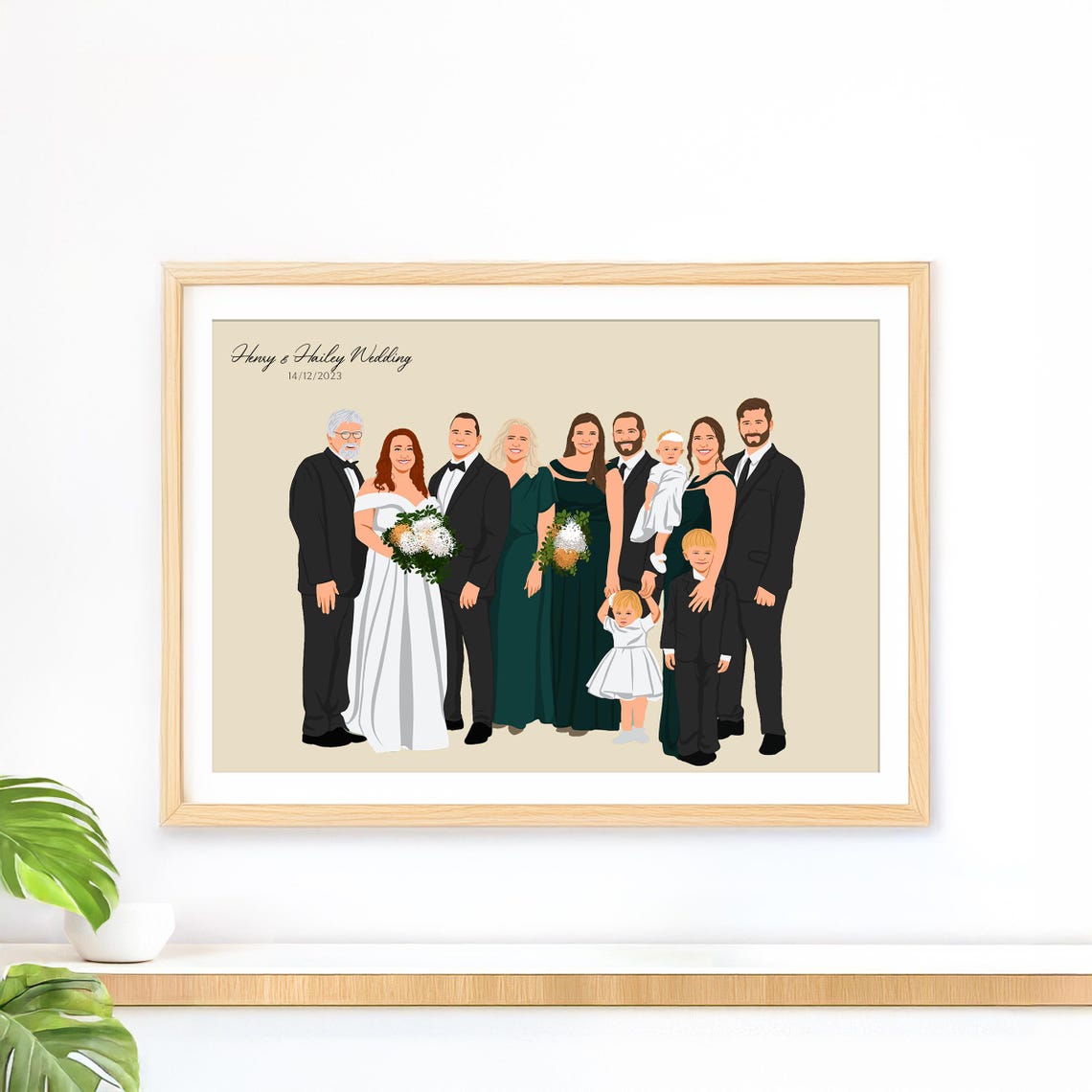 Custom Wedding Party Portrait Illustration Poster Henry and Hailey