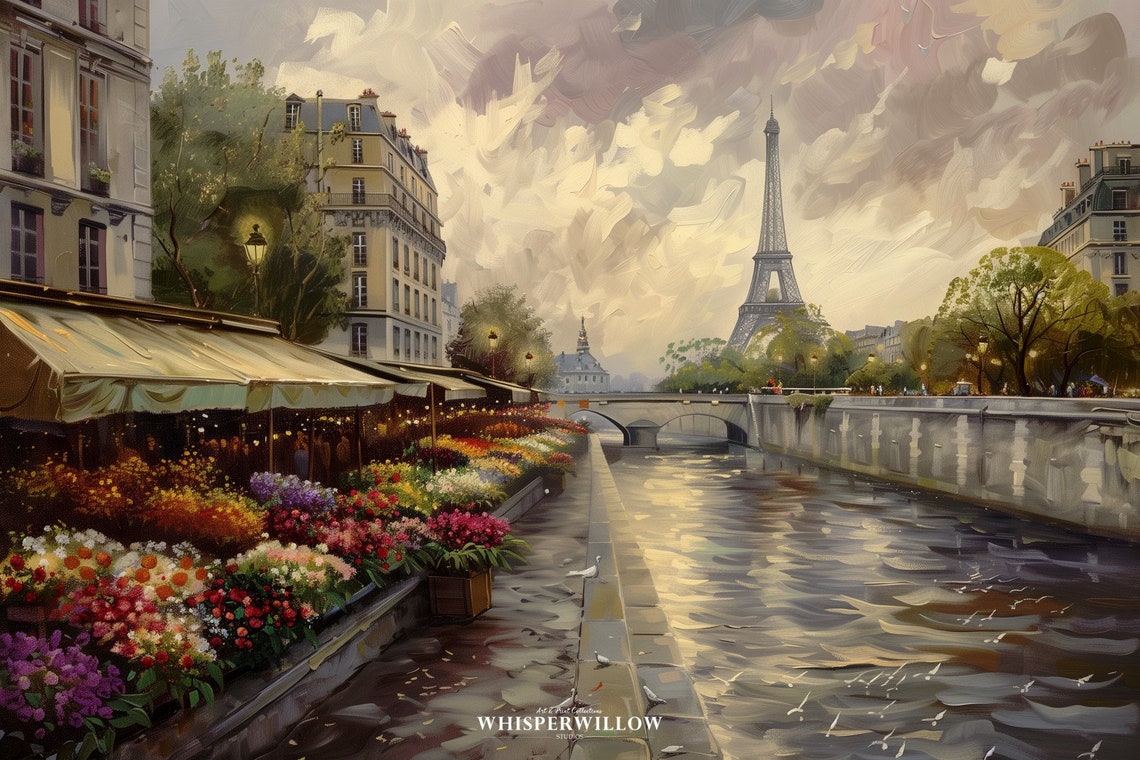 Paris Flower Market Eiffel Tower Romantic Seine Riverside Poster - Image 6