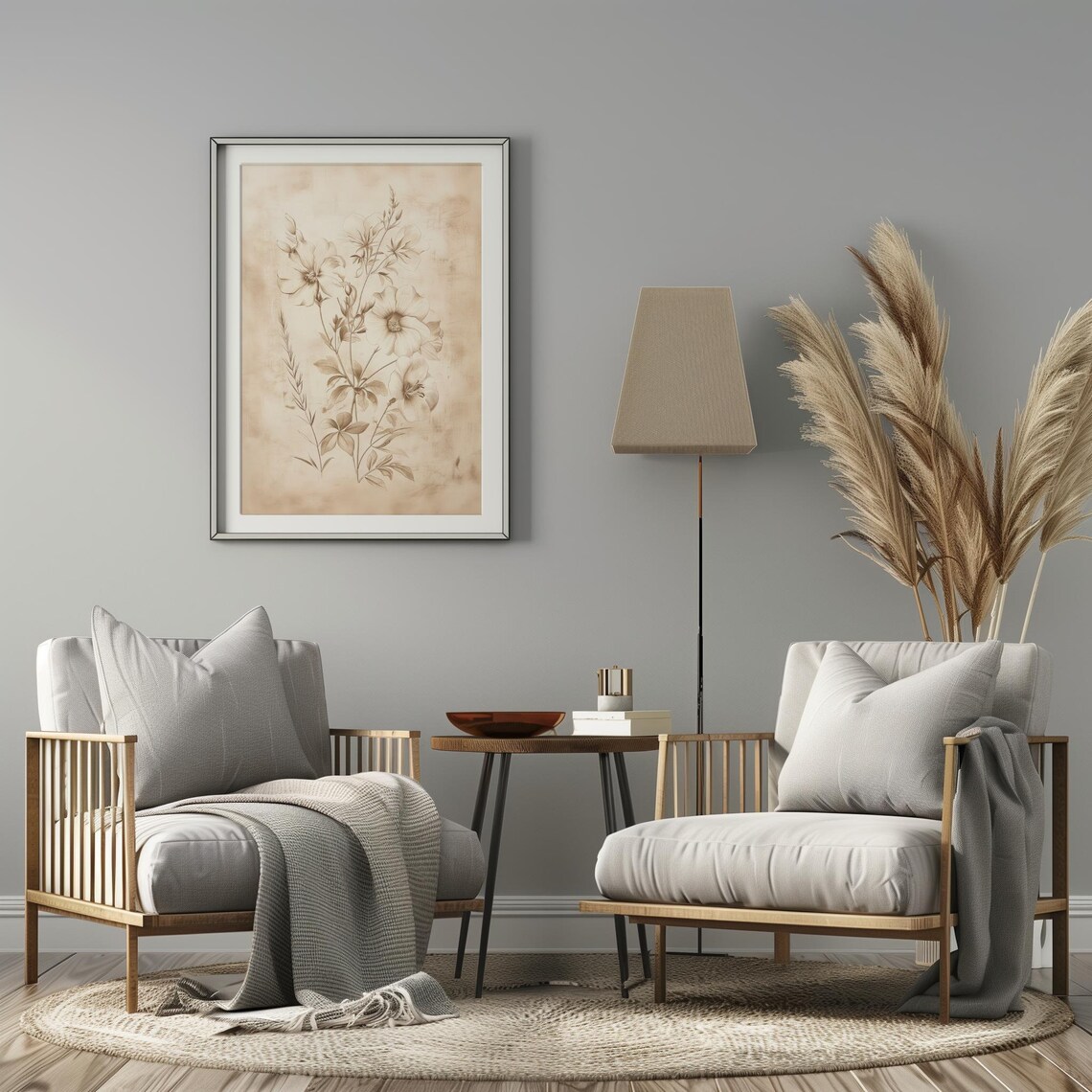 Sepia Vintage Wildflower Botanical Sketch Antique Floral Art Poster - Image 5