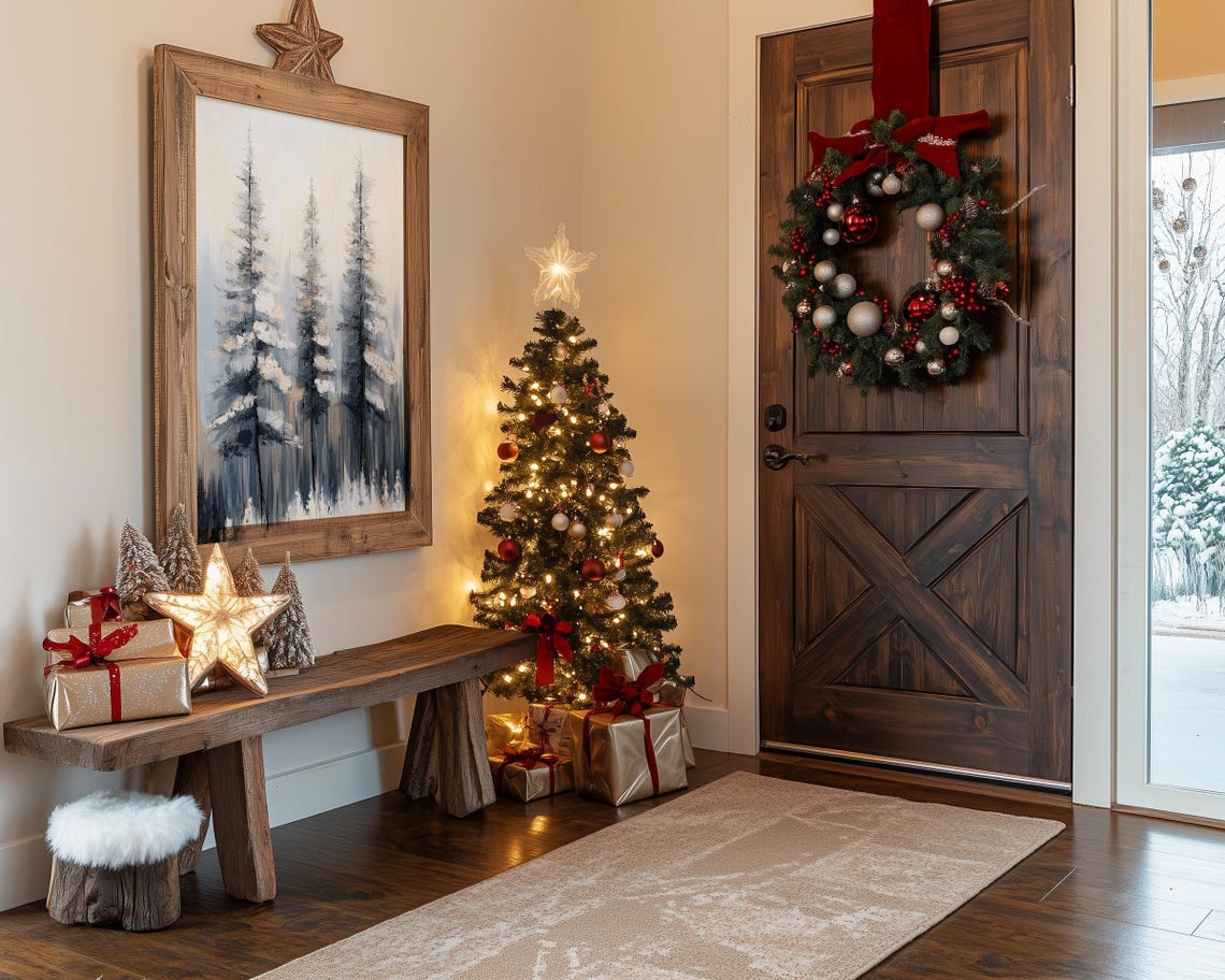 Abstract Snowy Pine Forest Tall Trees Winter Wonderland Poster - Image 4