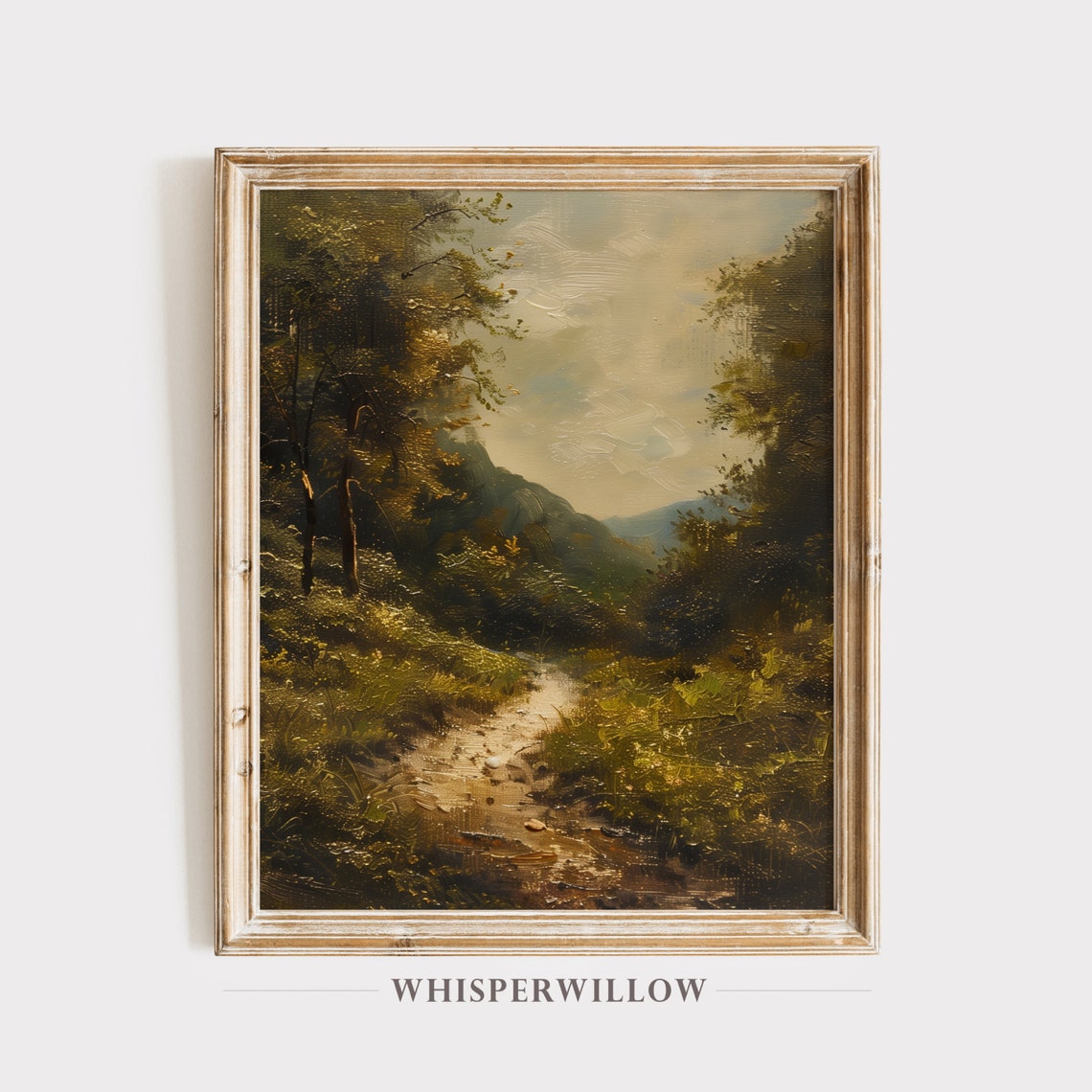 Rustic Forest Hiking Trail Dense Woodland Vintage Nature Path Poster