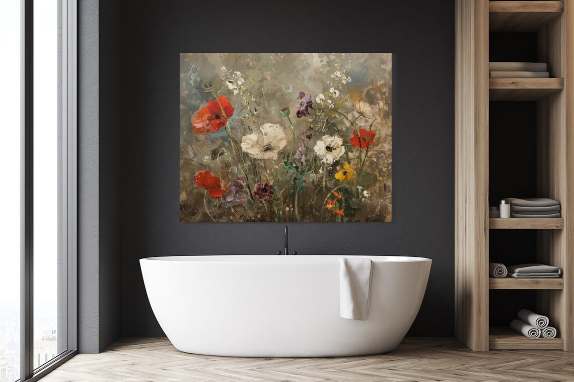 Vibrant Abstract Wildflowers Poppies Anemones Colorful Garden Painting Poster - Image 4
