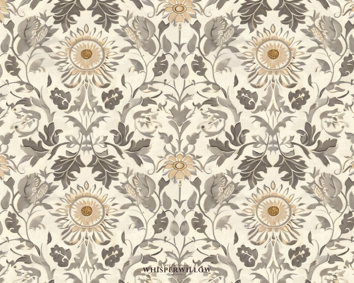 Vintage Gray Floral Damask Wallpaper Pattern Elegant Decor Poster - Image 6