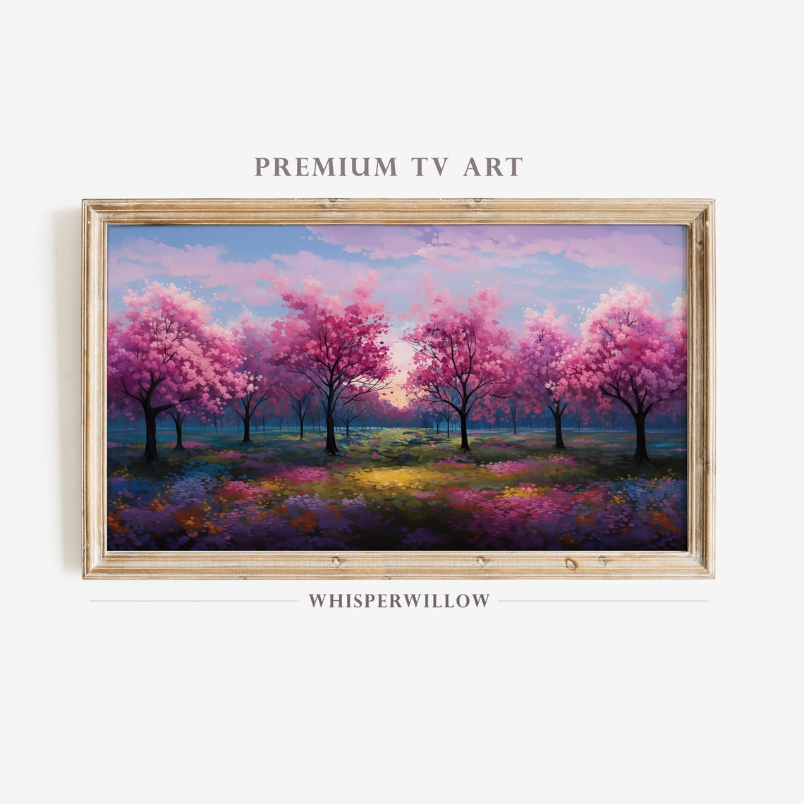 Cherry Blossom Trees in Full Bloom Pink Spring Landscape Poster