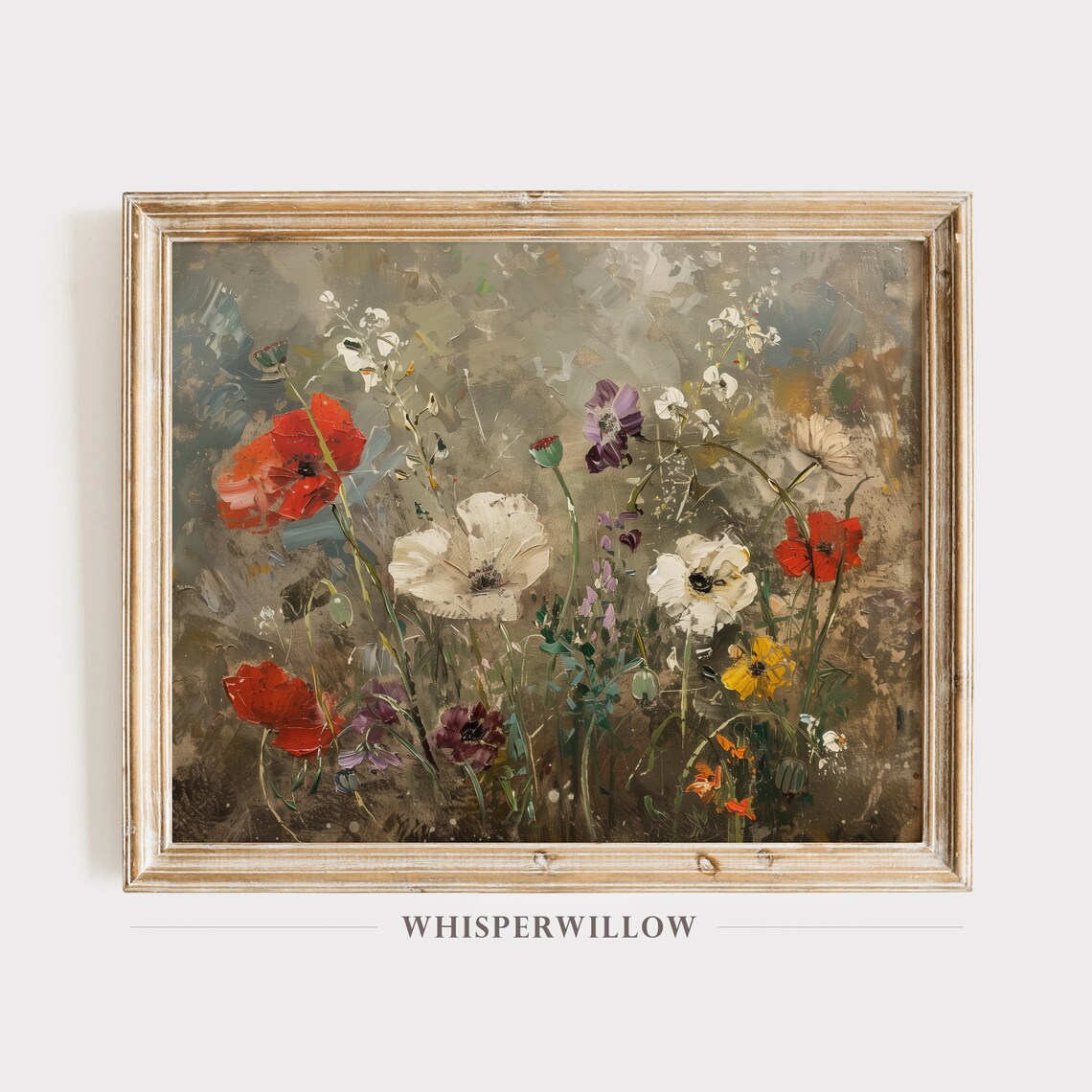 Vibrant Abstract Wildflowers Poppies Anemones Colorful Garden Painting Poster