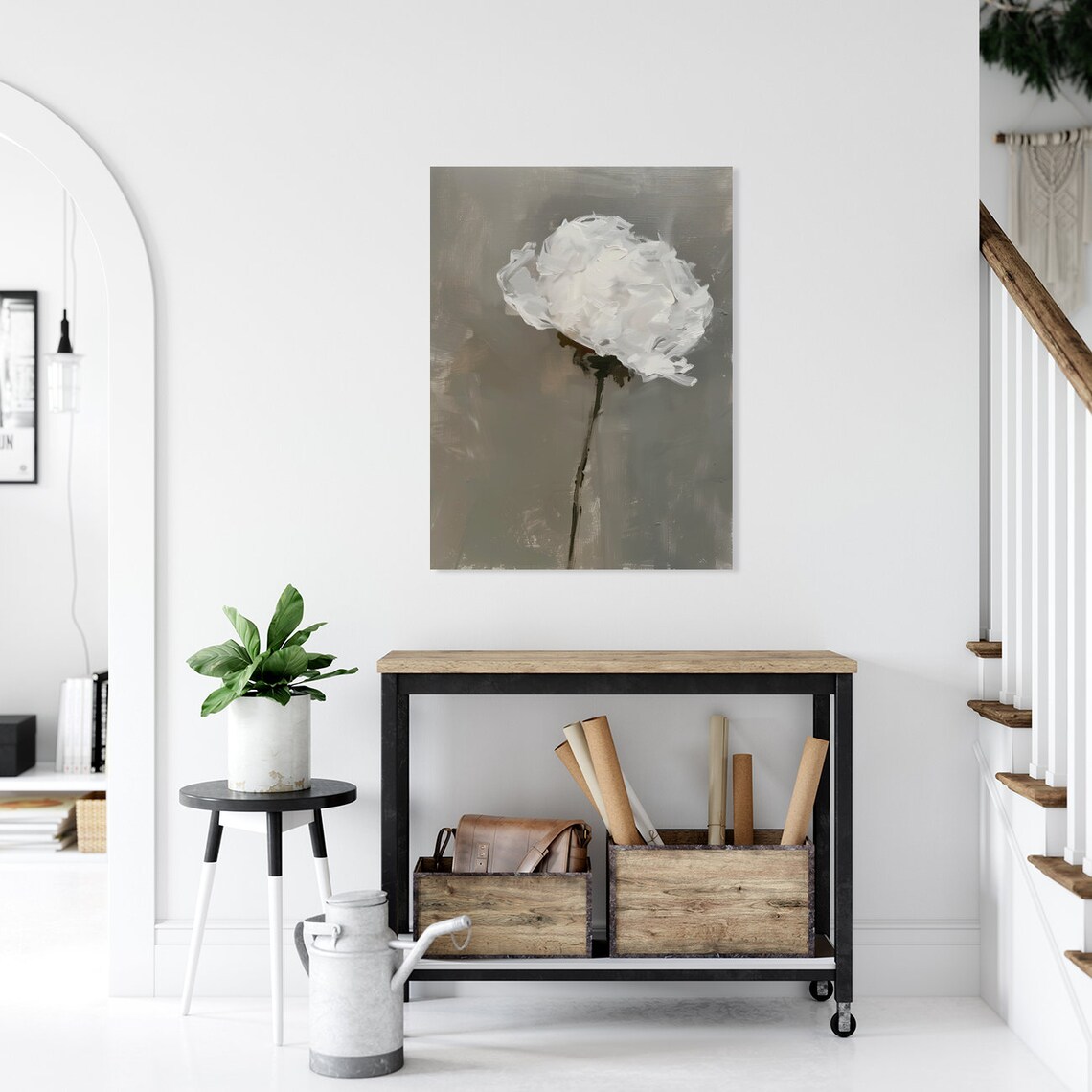 Soft White Flower Impressionist Floral Wall Decor - Image 4