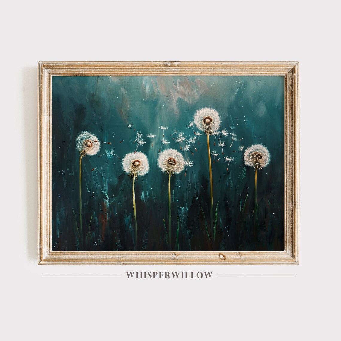 Midnight Dandelion Blues Art Print, Botanical Decor