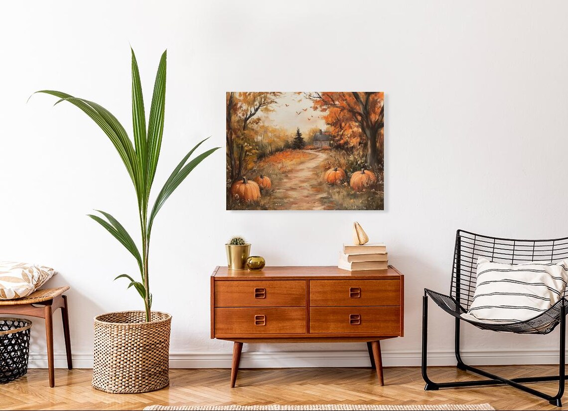Autumn Pathway With Pumpkins, Fall Art Print - Image 4