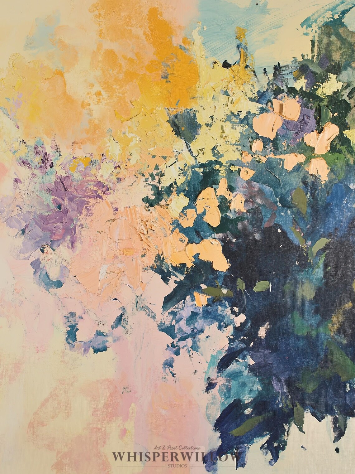 Bold Abstract Floral Painting in Gold Purple and Teal Poster - Image 6