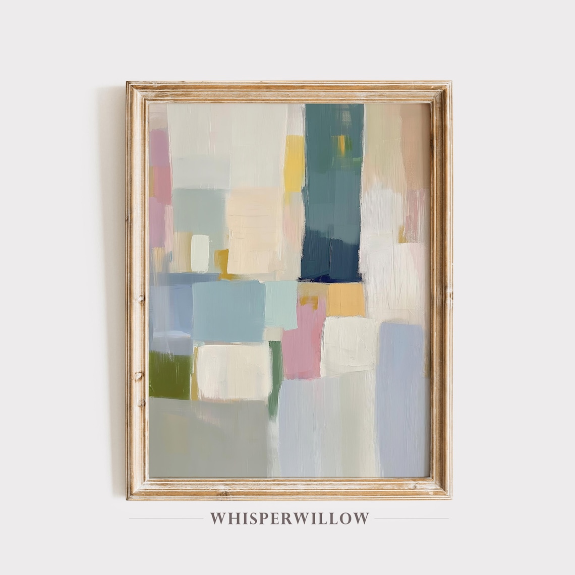 Soft Pastel Abstract Color Block Painting in Neutral Tones Poster