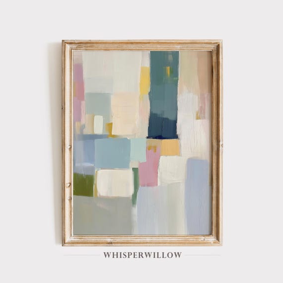 Abstract Modern Minimalist Patterns Painting Contemporary Design Soft Muted Colors Joyful Patterns Wall Decor