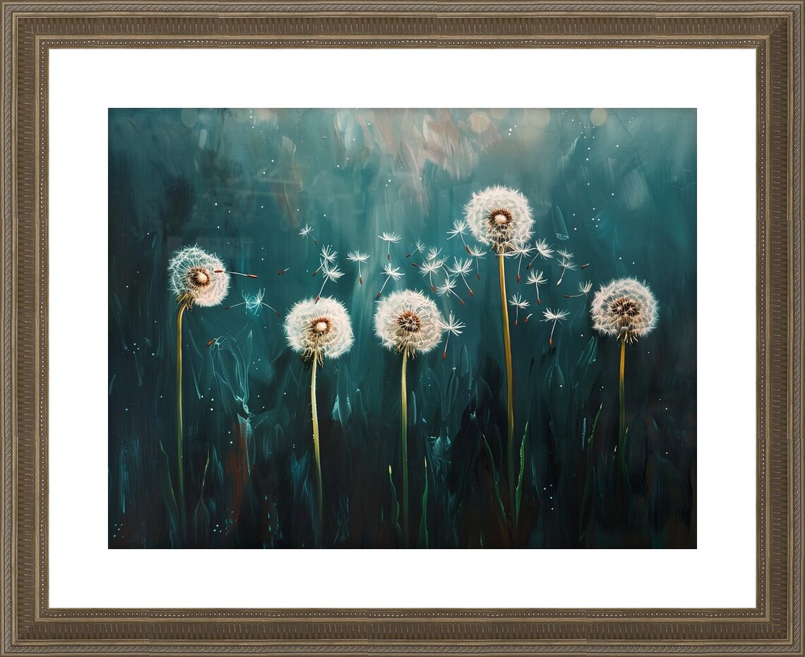 Midnight Dandelion Blues Art Print, Botanical Decor - Image 3