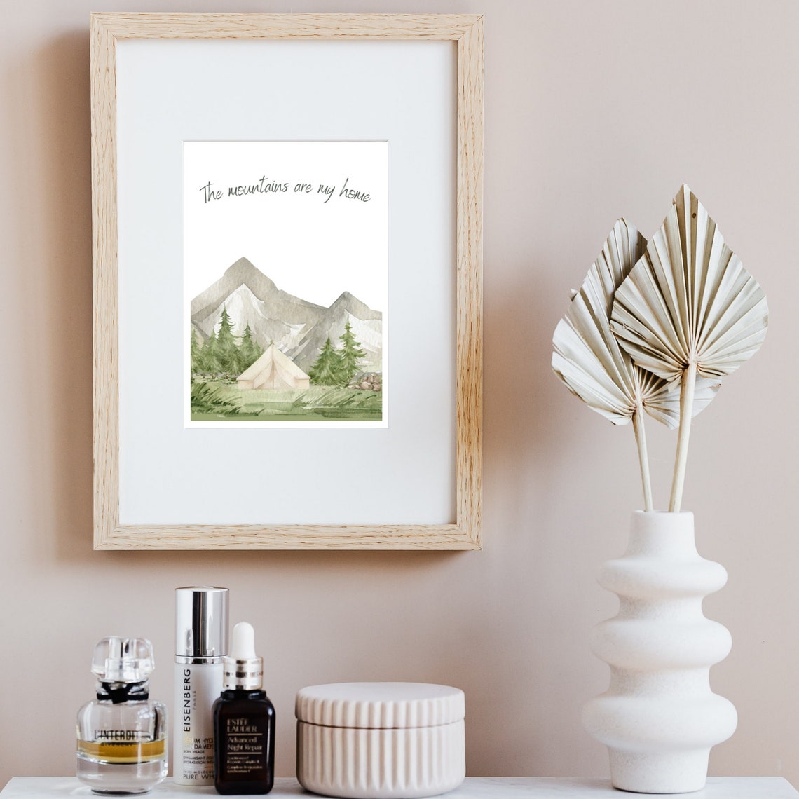 Summer Watercolor Mountains Are My Home Mountain And Tent Scene Print - Image 3