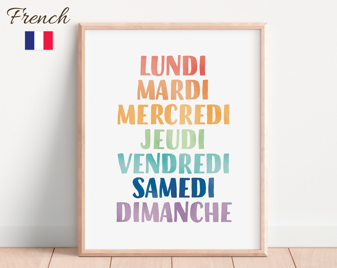 French Days of the Week Classroom Learning Poster