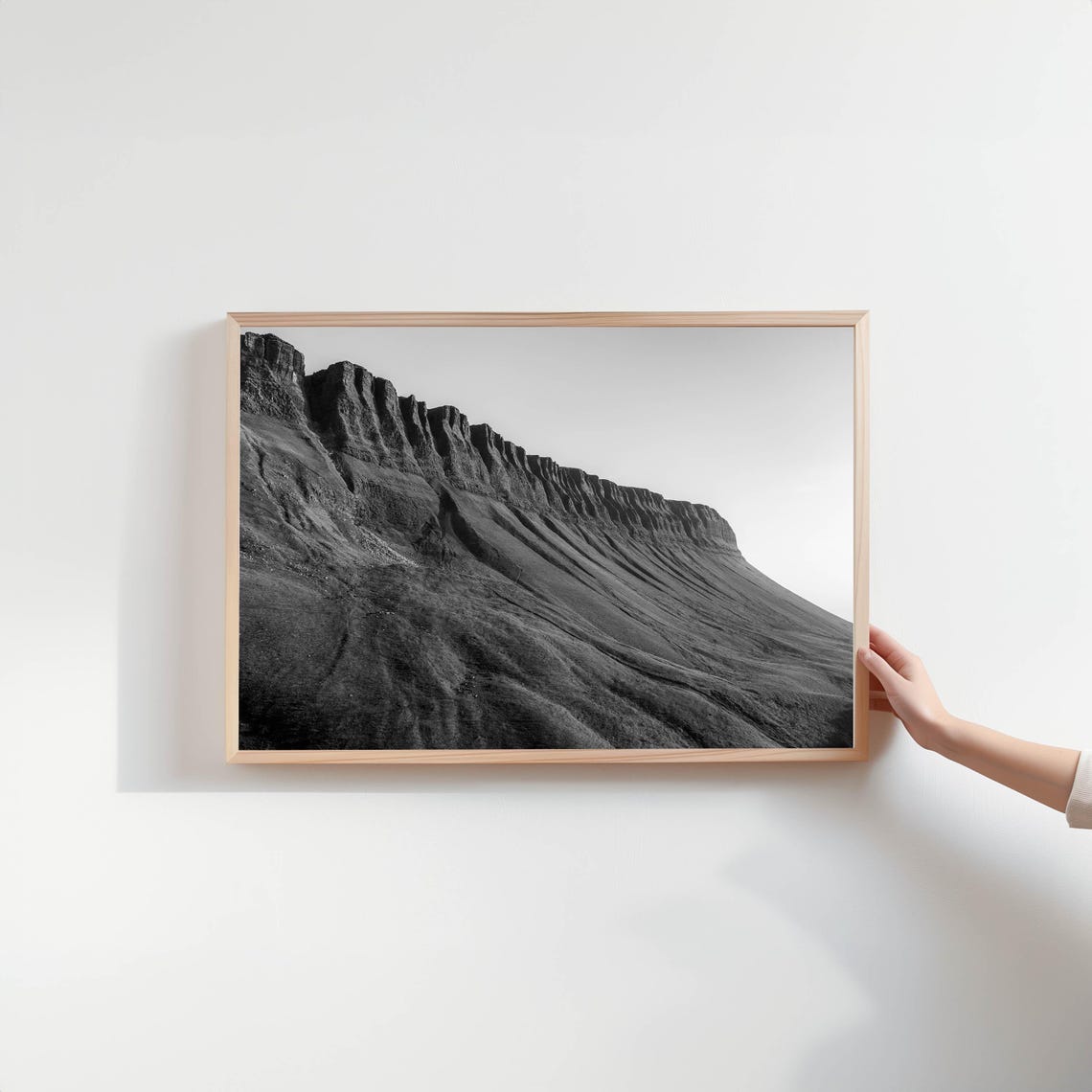 Benbulbin Mountain Escarpment Sligo Ireland Black And White Poster - Image 2