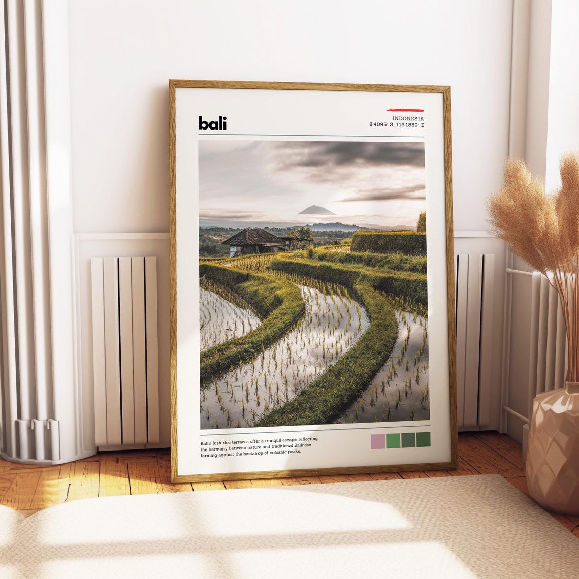 Bali Rice Terraces With Volcanic Peak Lush Indonesia Travel Poster - Image 4