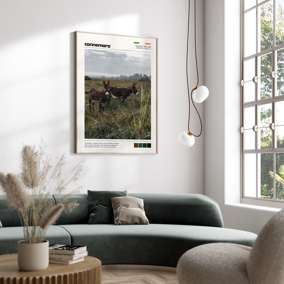 Connemara Ireland Wild Donkeys In Misty Rural Galway Field Poster - Image 5